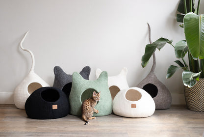 Eucalyptus Green Wool Cat Cave